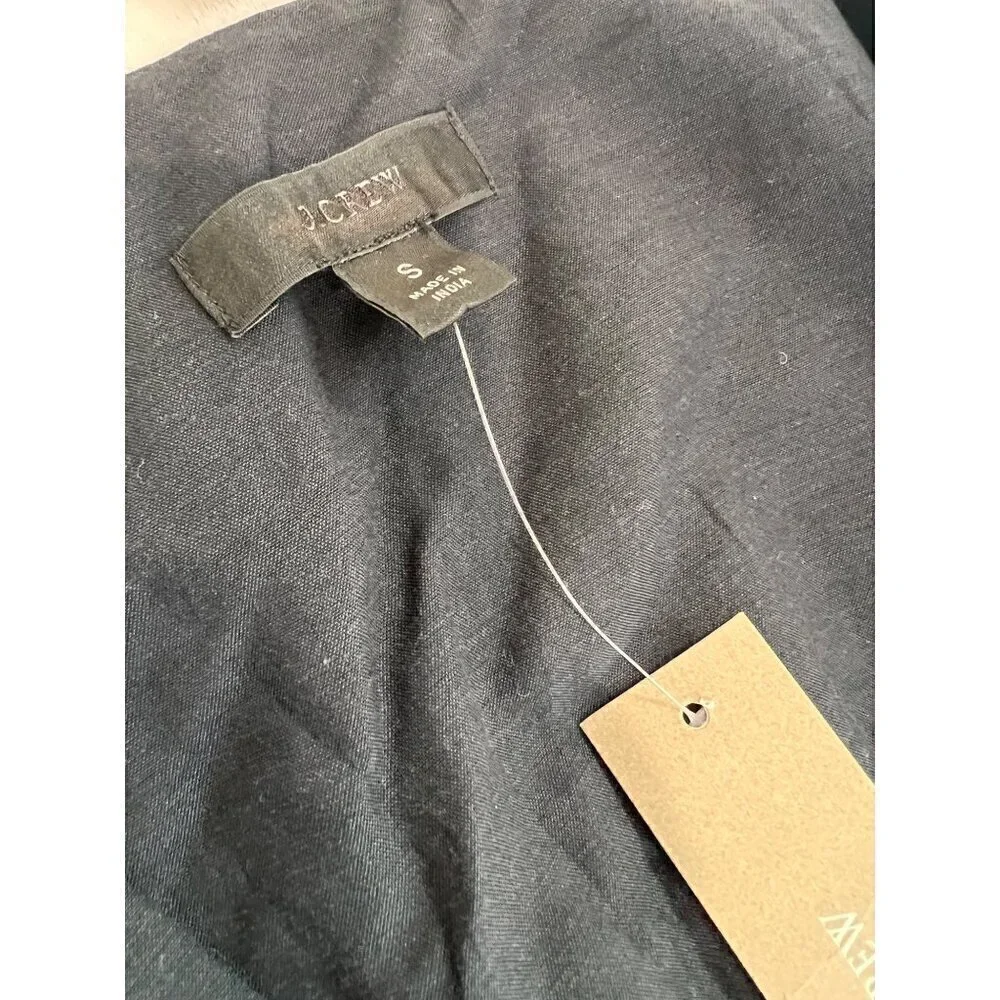 New J. Crew Size S V-neck cotton voile top Black SU22 *Stain*